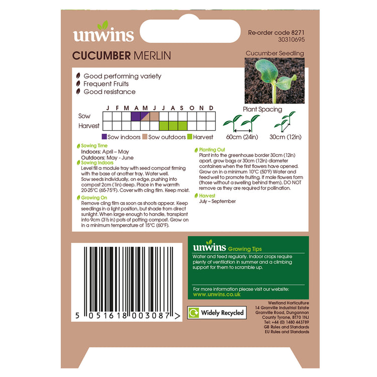 Unwins Cucumber Merlin Seeds