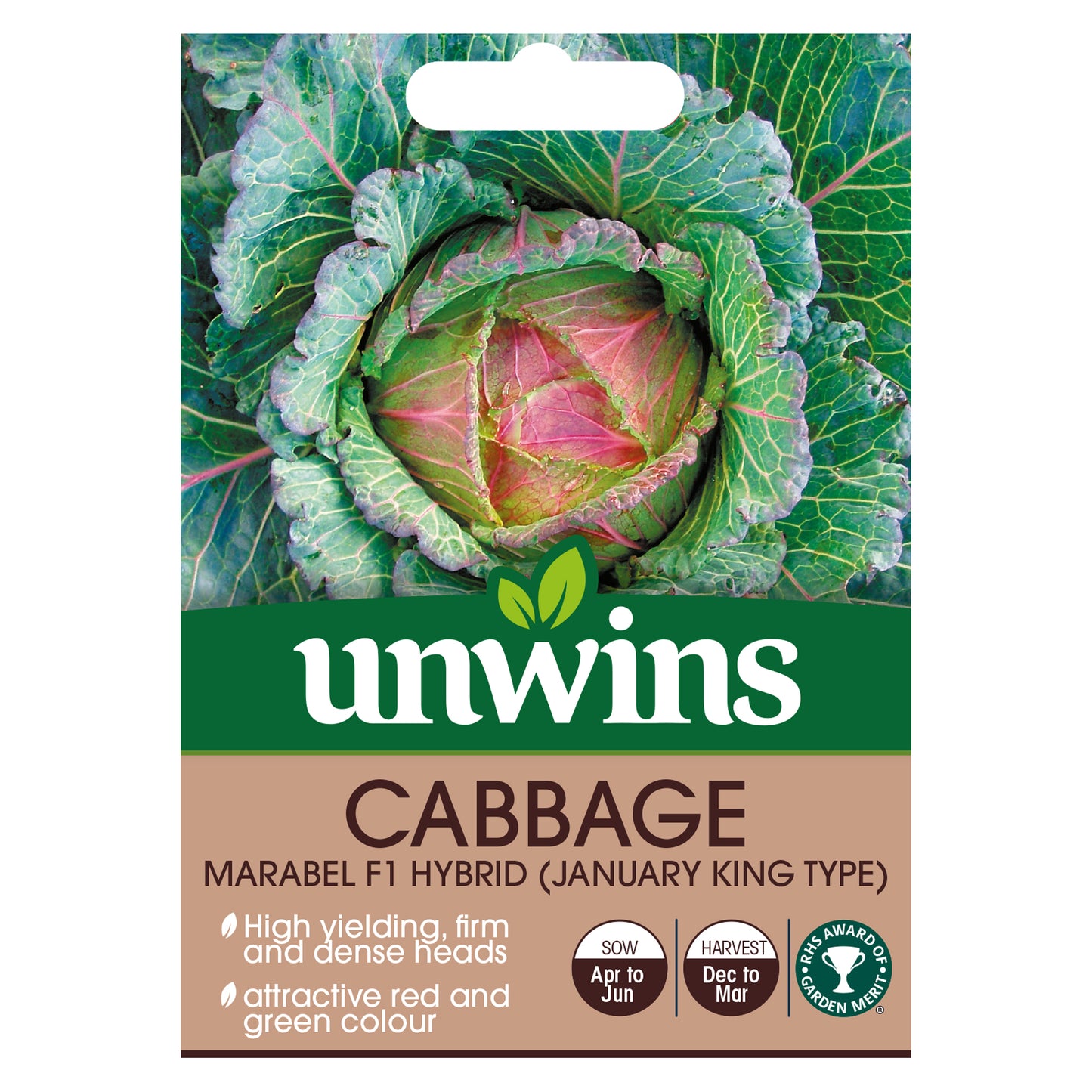 Unwins Cabbage Marabel F1 Improved January King Seeds - front