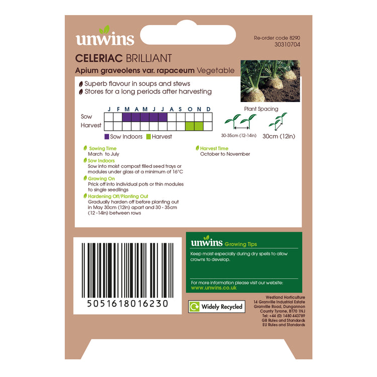 Unwins Celeriac Brilliant Seeds