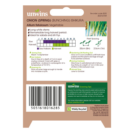 Unwins Spring Onion Bunching Ishikura Seeds