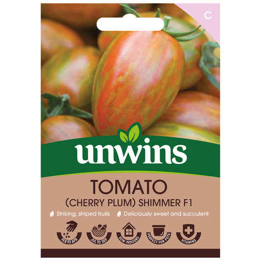 Unwins Cherry Plum Tomato Shimmer F1 Seeds - front