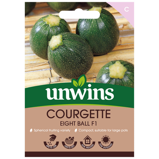 Unwins Courgette Eight Ball F1 Seeds - front