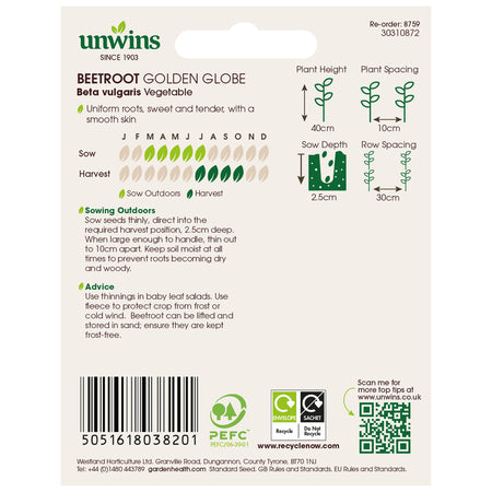 Unwins Beetroot Golden Globe Seeds