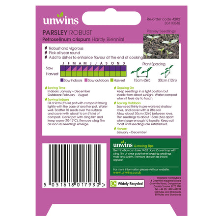 Unwins Parsley Robust Seeds