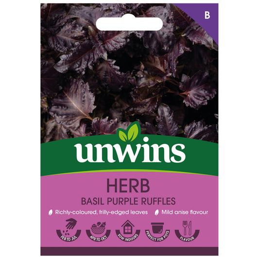 Unwins Basil Purple Ruffles Seeds - front