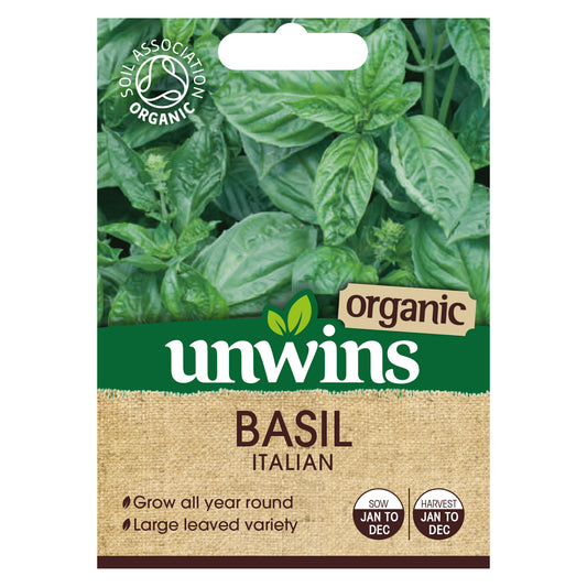 Unwins Organic Herb Basil Italian Seeds - front