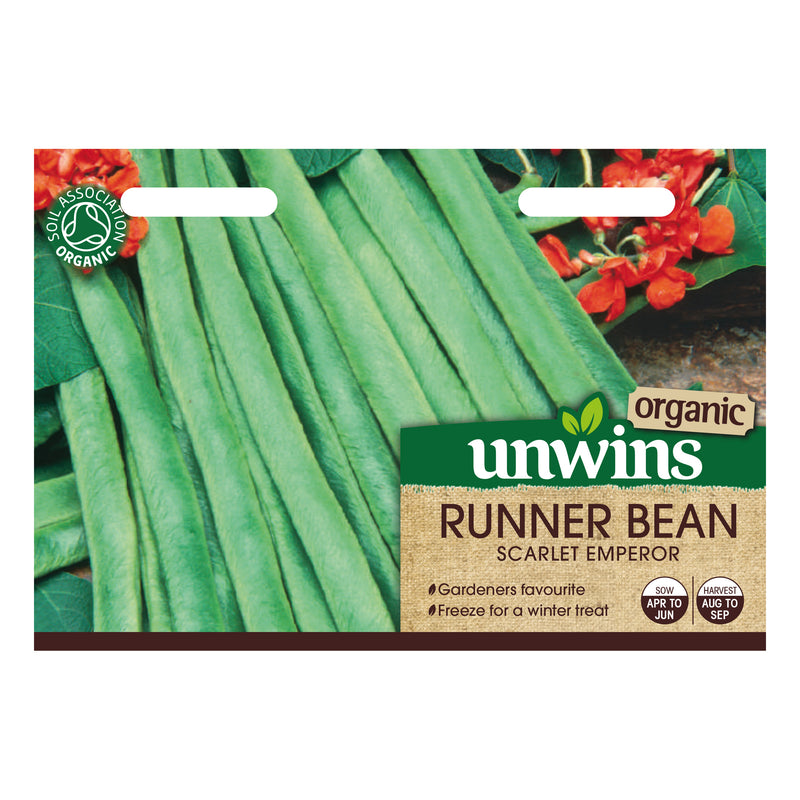 Unwins Organic Runner Bean Scarlet Emperor Seeds