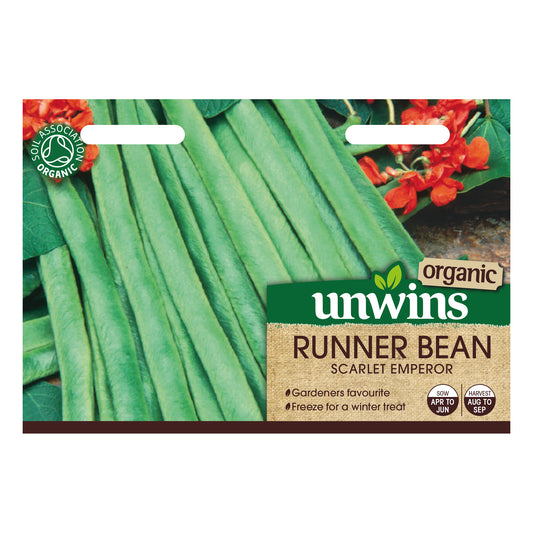 Unwins Organic Runner Bean Scarlet Emperor Seeds