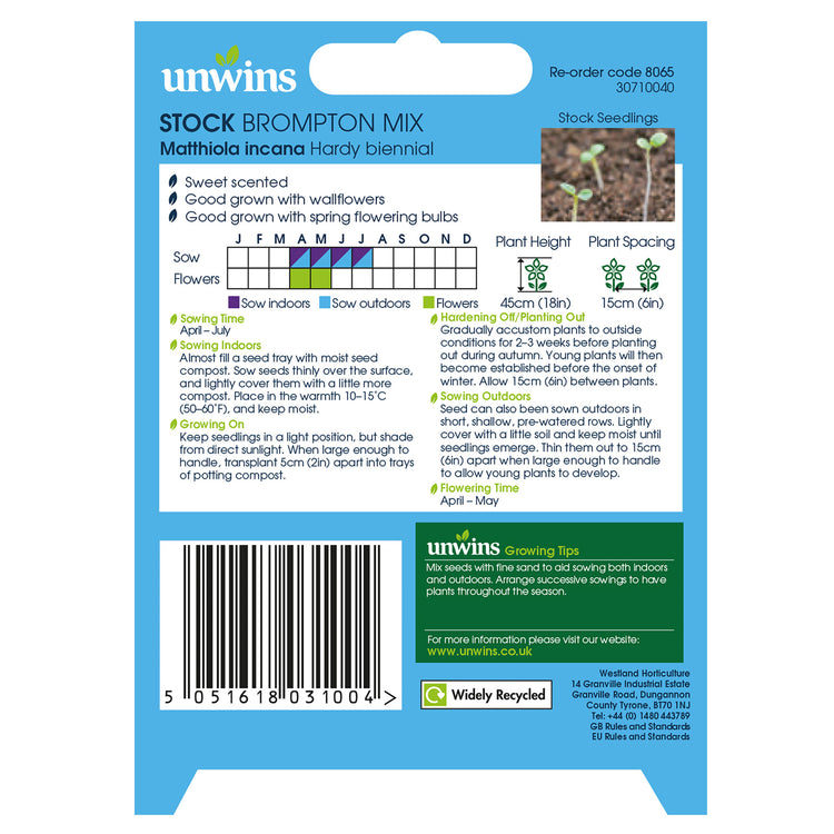 Unwins Stock Brompton Mix Seeds