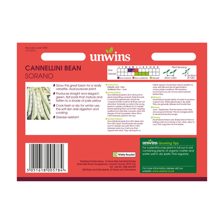 Unwins Cannellini Bean Sorano Seeds