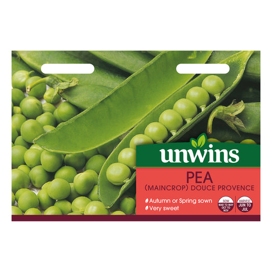 Unwins Maincrop Pea Douce Provence Seeds front of pack