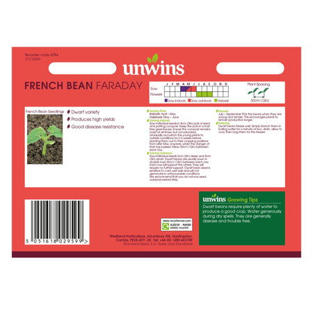 Unwins Dwarf French Bean Faraday Seeds