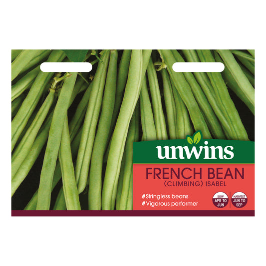 Unwins Climbing French Bean Isabel Seeds front of pack