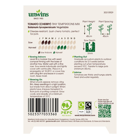 Unwins Tomato Tiny Temptations Mix Seeds