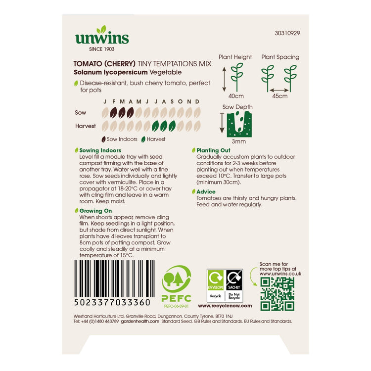 Unwins Tomato Tiny Temptations Mix Seeds