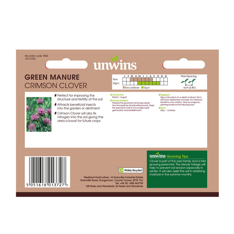 Unwins Green Manure Red Clover Seeds