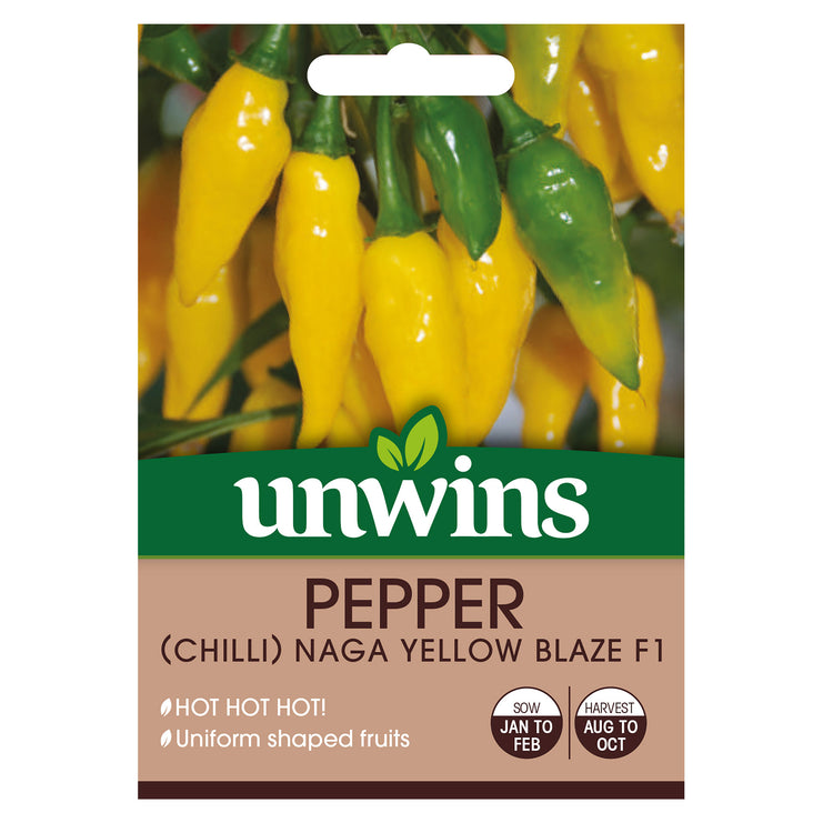 Unwins Chilli Pepper Naga Yellow Blaze F1 Seeds