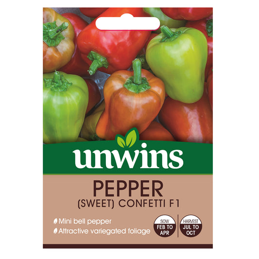 Unwins Sweet Pepper Confetti Hybrid Seeds front of pack