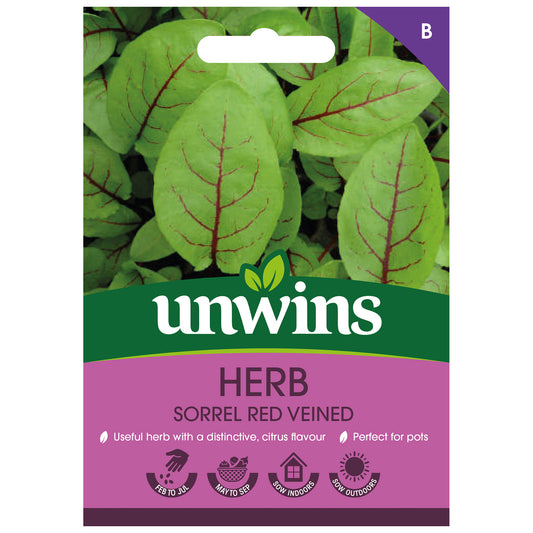 Unwins Sorrel Red Veined Seeds front of pack