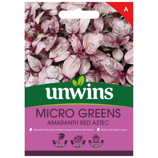 Unwins Micro Greens Amaranth Red Aztec Seeds front of pack