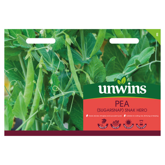 Unwins Sugarsnap Pea Snak Hero Seeds front of pack