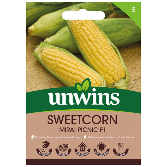 unwins sweetcorn seed mirai picnic f1 front of packet