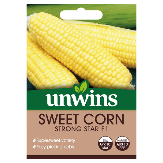 Unwins Sweetcorn Strong Star F1 Seeds front of pack
