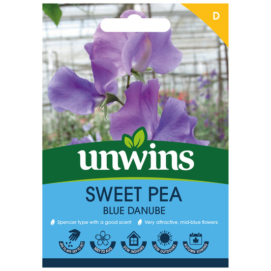 Unwins Sweet Pea Blue Danube Seeds - front