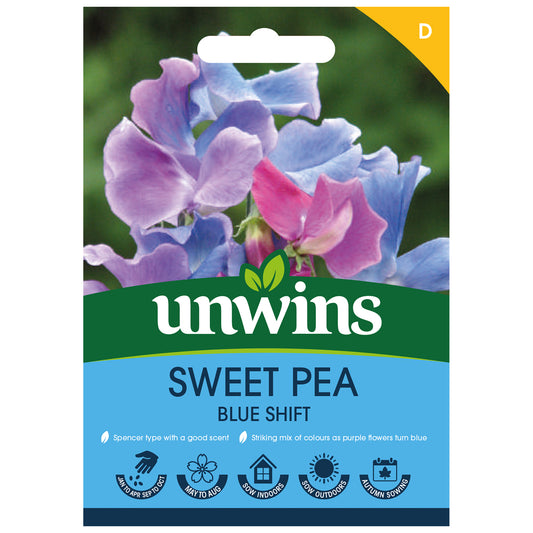 Unwins Sweet Pea Blue Shift Seeds front of pack