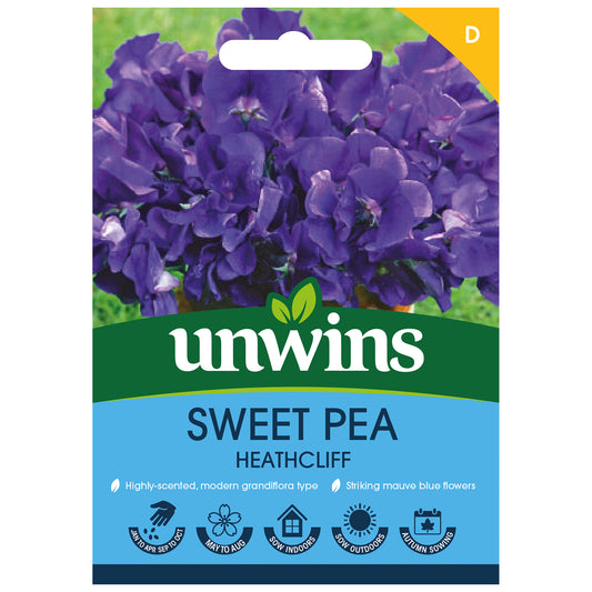 Unwins Sweet Pea Heathcliff Seeds front of pack