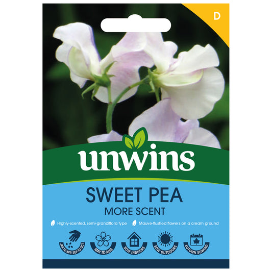 Unwins Sweet Pea More Scent Seeds front of pack