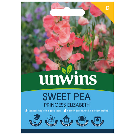 Unwins Sweet Pea Princess Elizabeth Seeds front of pack