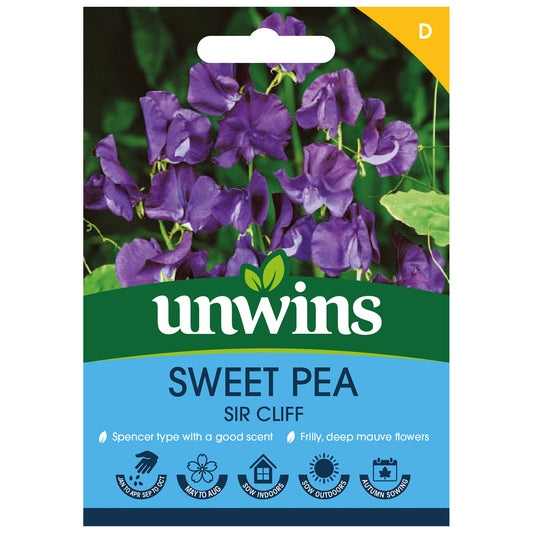 Unwins Sweet Pea Sir Cliff Seeds - front