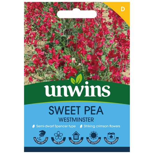 Unwins Sweet Pea Westminster Seeds front of pack