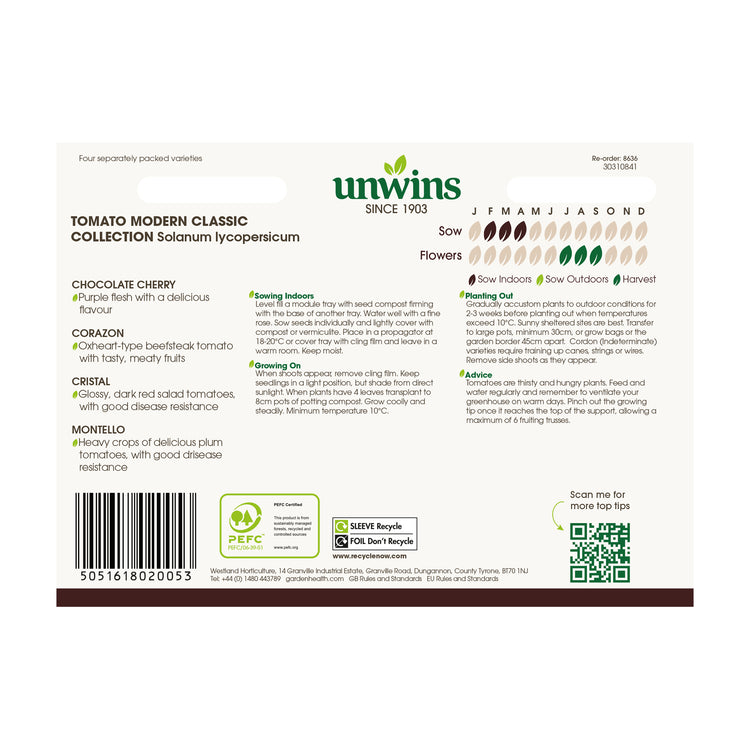 Unwins Tomato Modern Classic Collection Pack Seeds