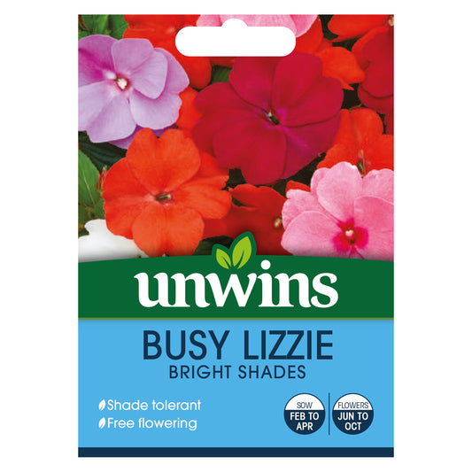 Unwins Busy Lizzie Bright Shades Seeds front of pack