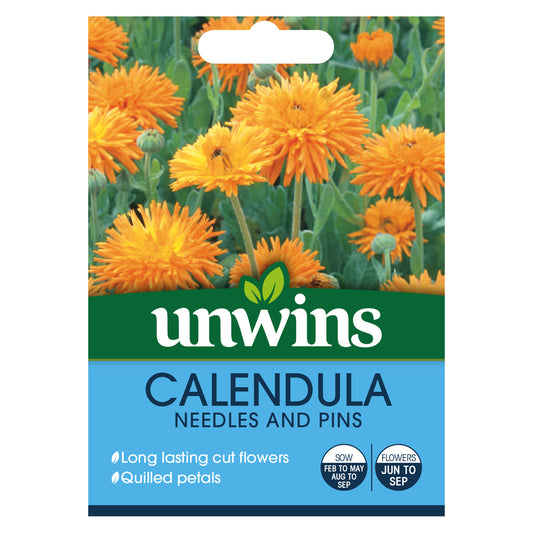 Unwins Calendula Needles And Pins Seeds front of pack