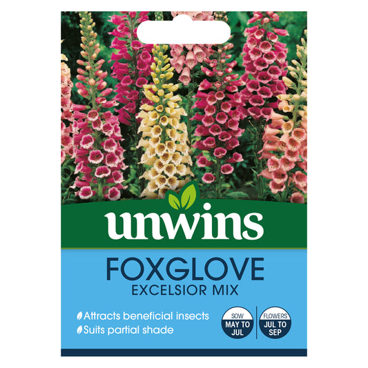 Unwins Foxglove Excelsior Mix Seeds front of pack