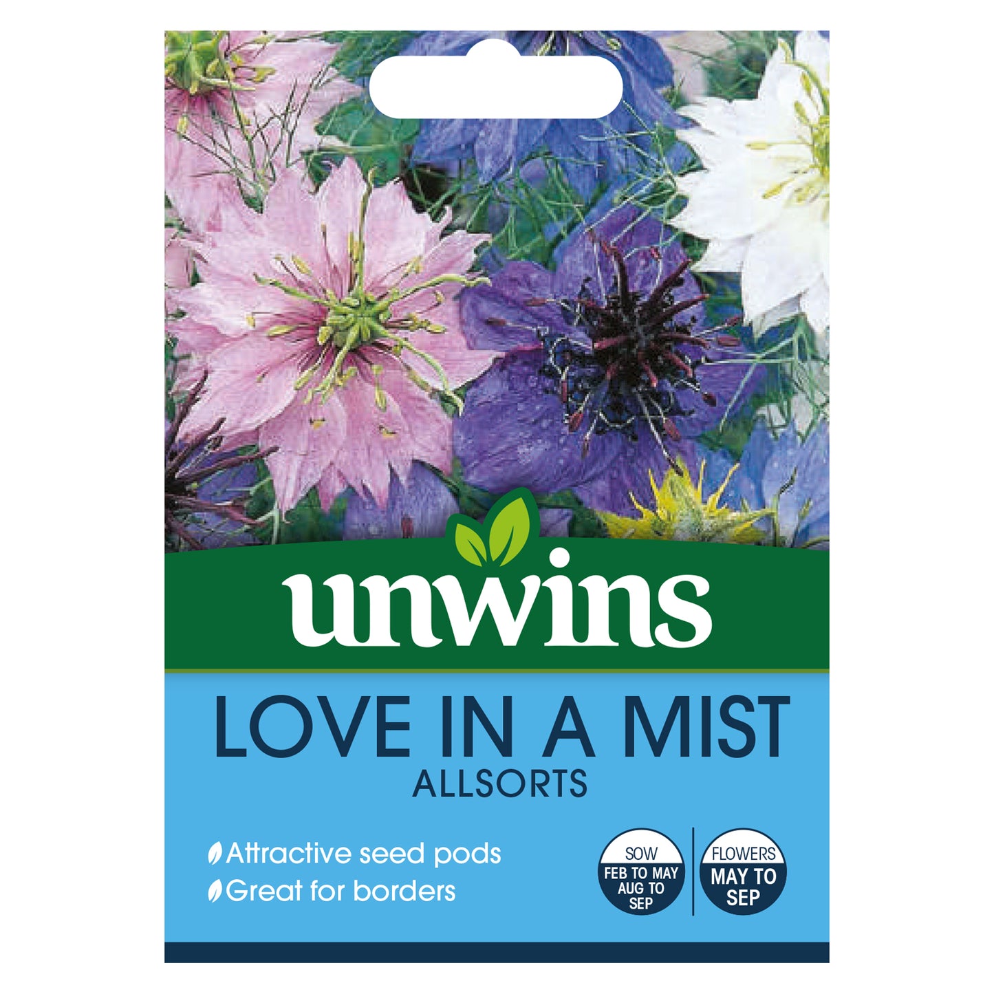 Unwins Love In A Mist Allsorts Seeds front of pack