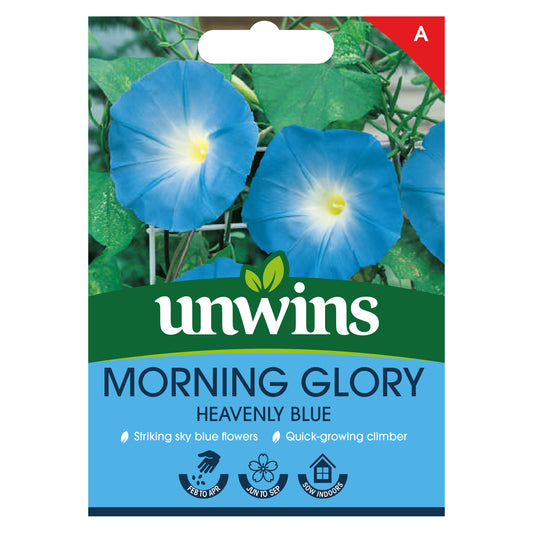 Unwins Morning Glory Heavenly Blue Seeds front of pack