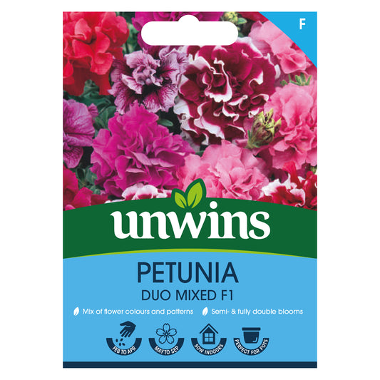 Unwins Petunia Duo Mixed F1 Seeds front of pack