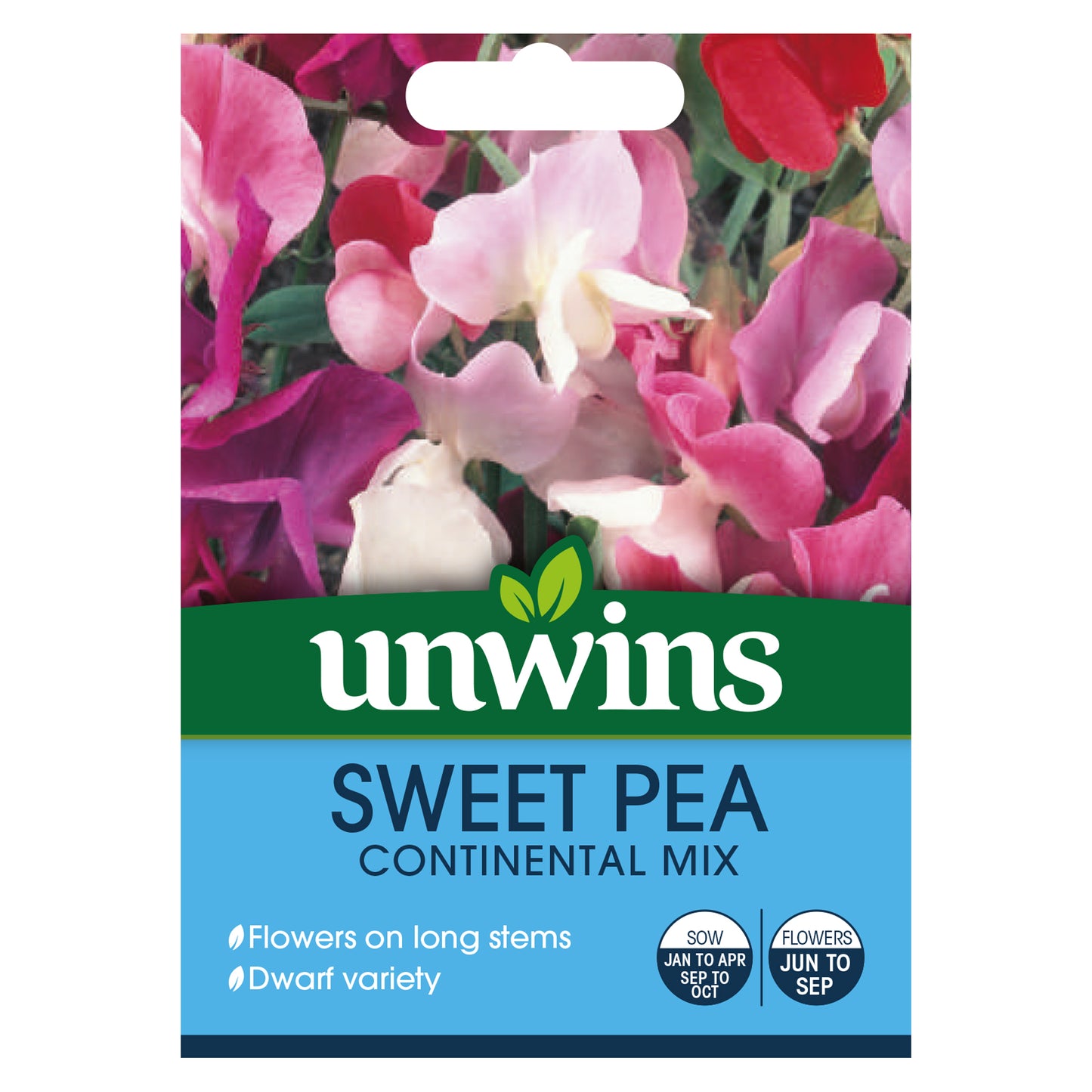 Unwins Sweet Pea Continental Mix Seeds front of pack