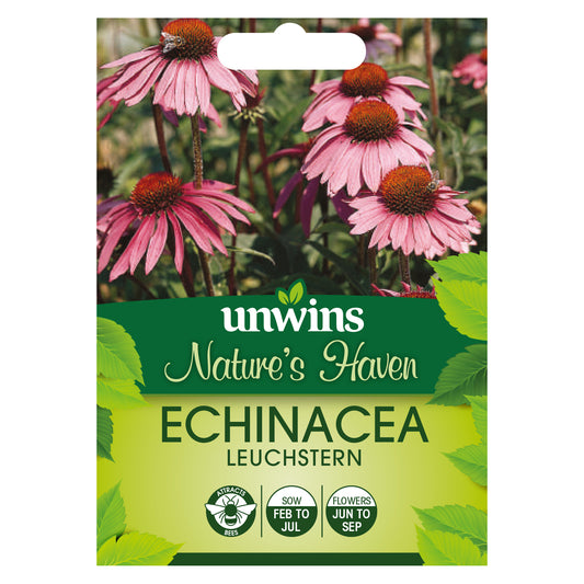 Nature's Haven Echinacea Leuchstern Seeds front of pack