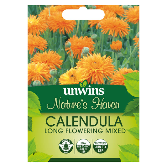 Nature's Haven Calendula Long Flowering Mixed Seeds front of pack