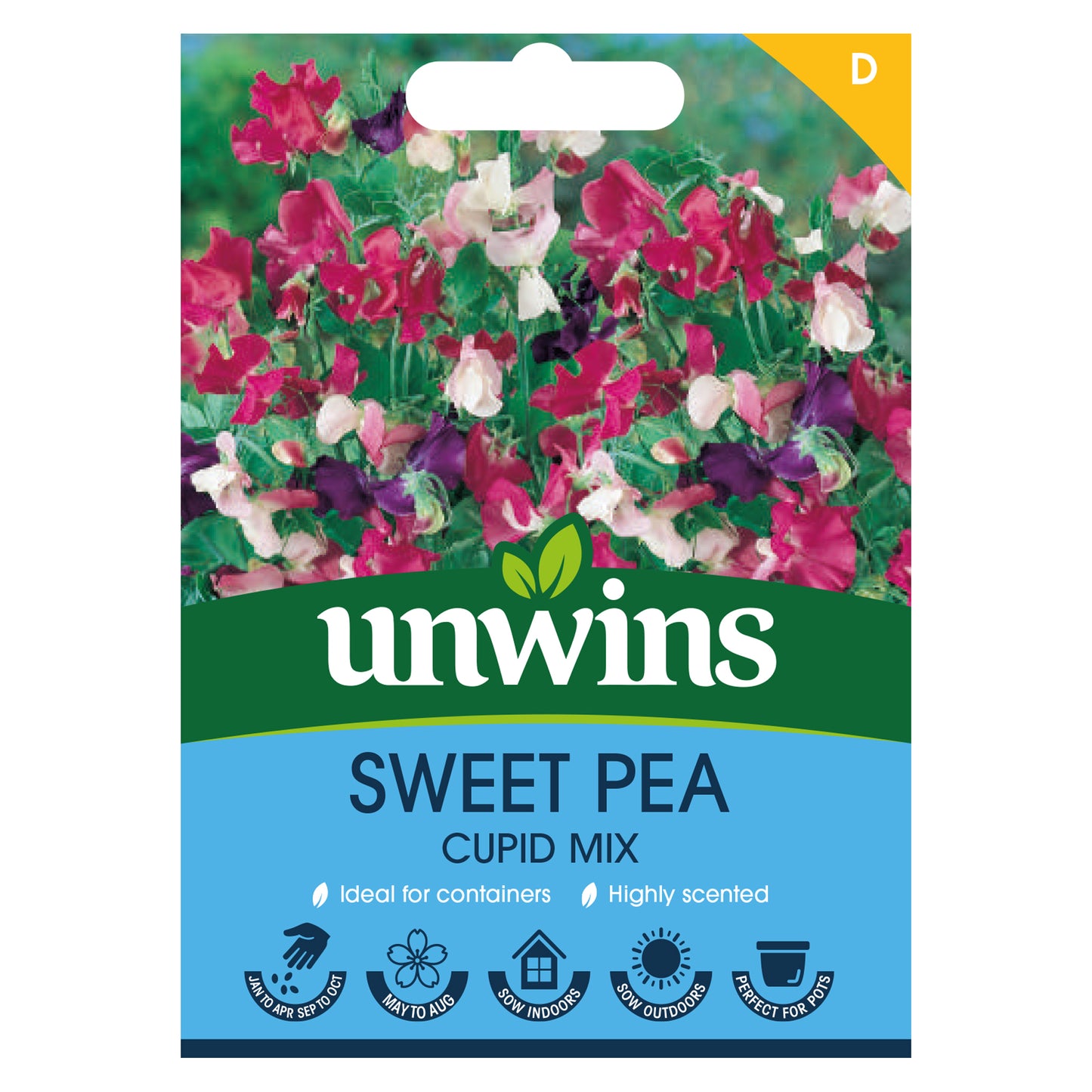 Unwins Sweet Pea Cupid Mix Seeds front of pack