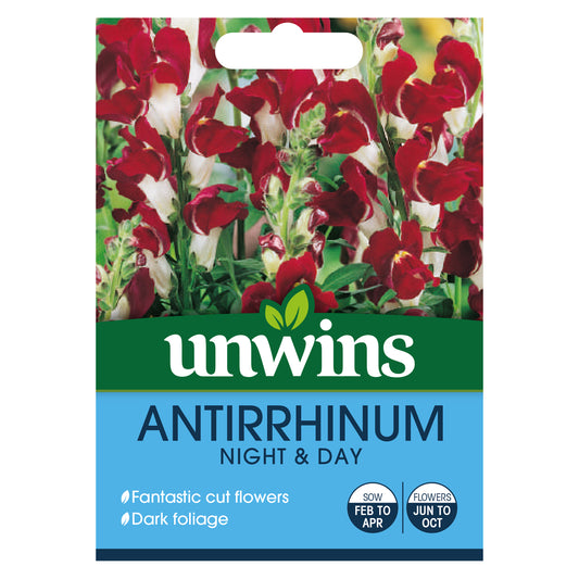 Unwins Antirrhinum Night & Day Seeds front of pack