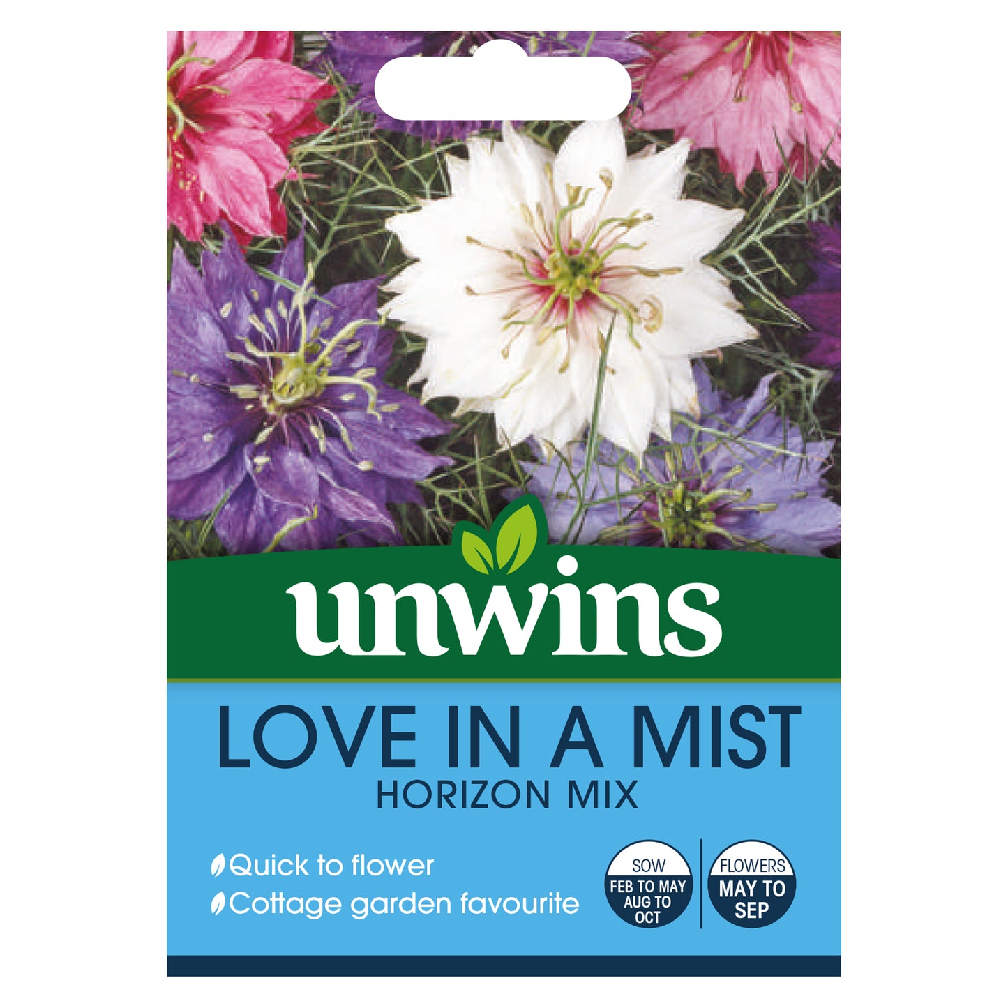 Unwins Love In A Mist Horizon Mix Seeds front of pack