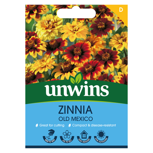 Unwins Zinnia Old Mexico Seeds front of pack