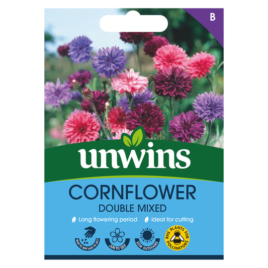 Unwins Cornflower Double Mixed Seeds Front