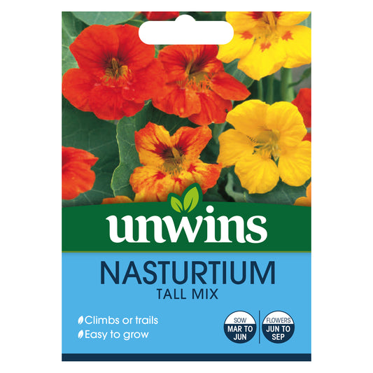Unwins Nasturtium Tall Mix Seeds front of pack